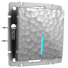 Изображение Выключатель одноклавишный проходной с подсветкой Hammer (серебряный) W1212106