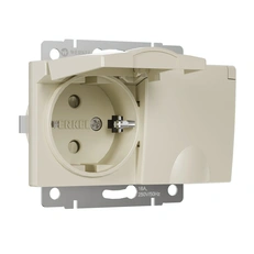 Изображение Розетка двойная влагозащищенная с заземлением с крышками и шторками (слоновая кость) W1172203